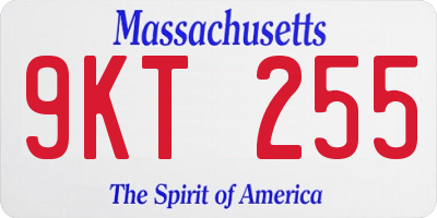 MA license plate 9KT255