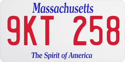 MA license plate 9KT258