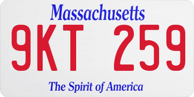 MA license plate 9KT259