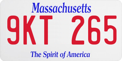 MA license plate 9KT265
