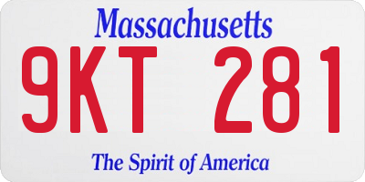 MA license plate 9KT281