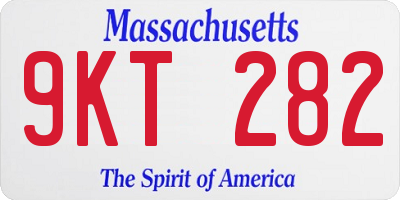 MA license plate 9KT282