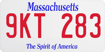 MA license plate 9KT283