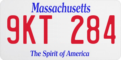 MA license plate 9KT284
