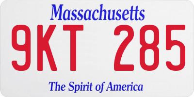 MA license plate 9KT285