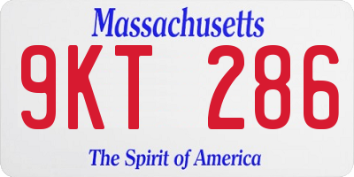 MA license plate 9KT286