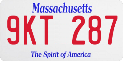 MA license plate 9KT287