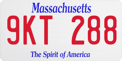 MA license plate 9KT288