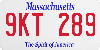 MA license plate 9KT289