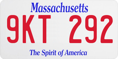 MA license plate 9KT292