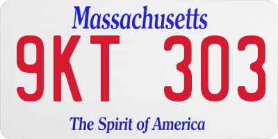 MA license plate 9KT303