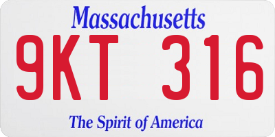 MA license plate 9KT316
