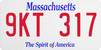 MA license plate 9KT317