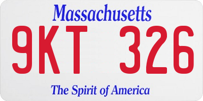 MA license plate 9KT326