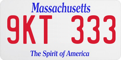 MA license plate 9KT333