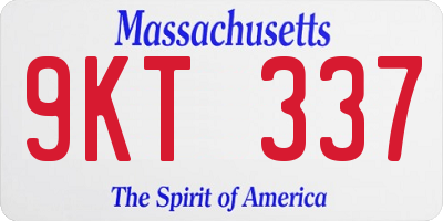 MA license plate 9KT337