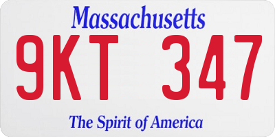 MA license plate 9KT347