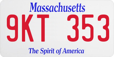 MA license plate 9KT353
