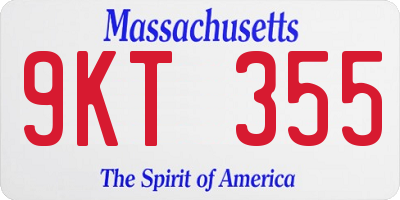 MA license plate 9KT355
