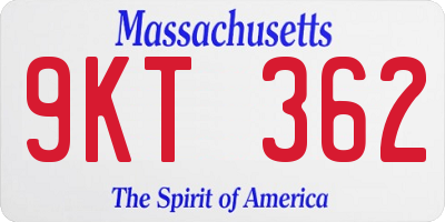 MA license plate 9KT362