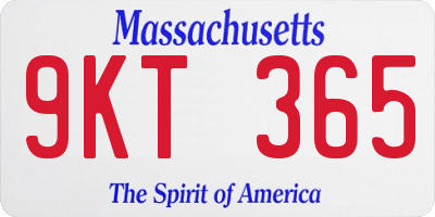 MA license plate 9KT365