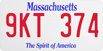 MA license plate 9KT374