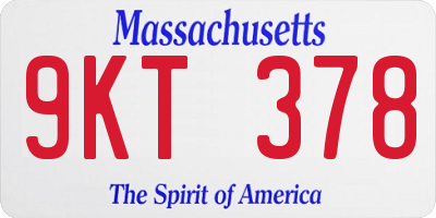 MA license plate 9KT378