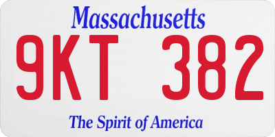 MA license plate 9KT382