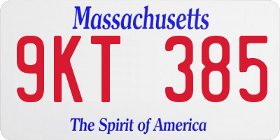 MA license plate 9KT385