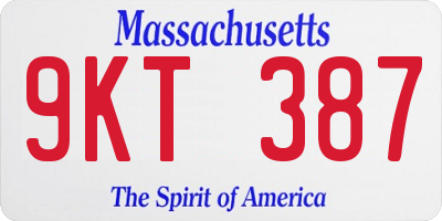 MA license plate 9KT387