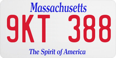 MA license plate 9KT388