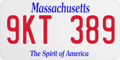 MA license plate 9KT389