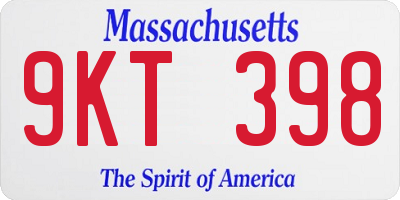 MA license plate 9KT398