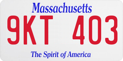 MA license plate 9KT403