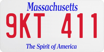 MA license plate 9KT411