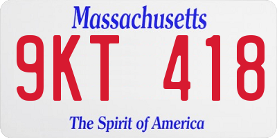 MA license plate 9KT418