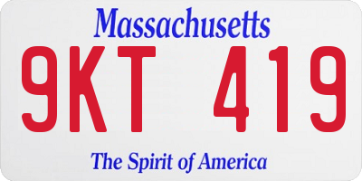 MA license plate 9KT419
