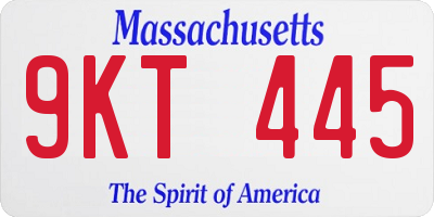 MA license plate 9KT445