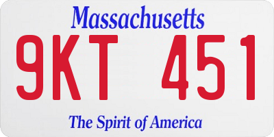 MA license plate 9KT451