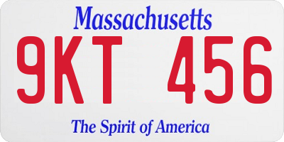 MA license plate 9KT456