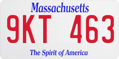MA license plate 9KT463