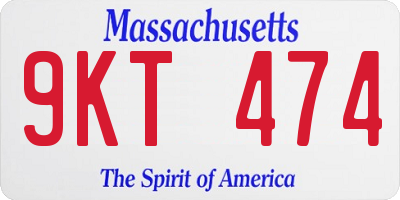 MA license plate 9KT474