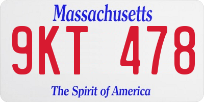 MA license plate 9KT478
