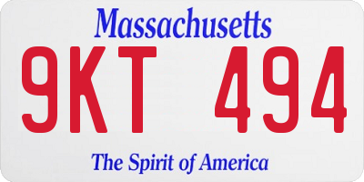 MA license plate 9KT494