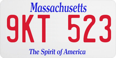 MA license plate 9KT523