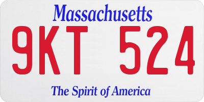MA license plate 9KT524