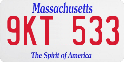 MA license plate 9KT533