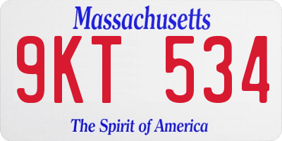 MA license plate 9KT534