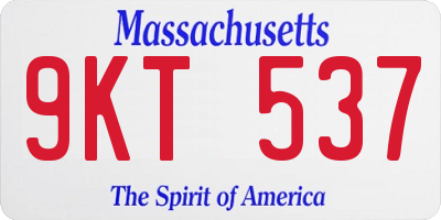 MA license plate 9KT537