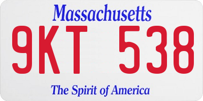 MA license plate 9KT538